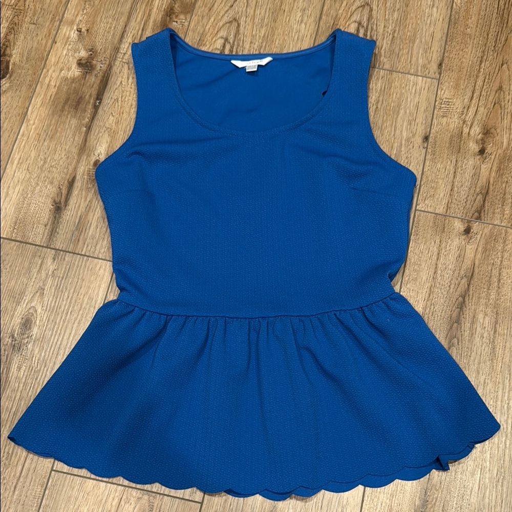 Charming Charlie Blue Sleeveless Peplum Top Sz M